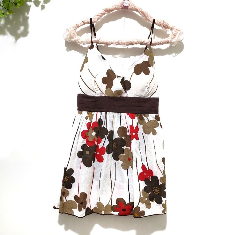 Women's Brown and Floral Spaghetti Strap